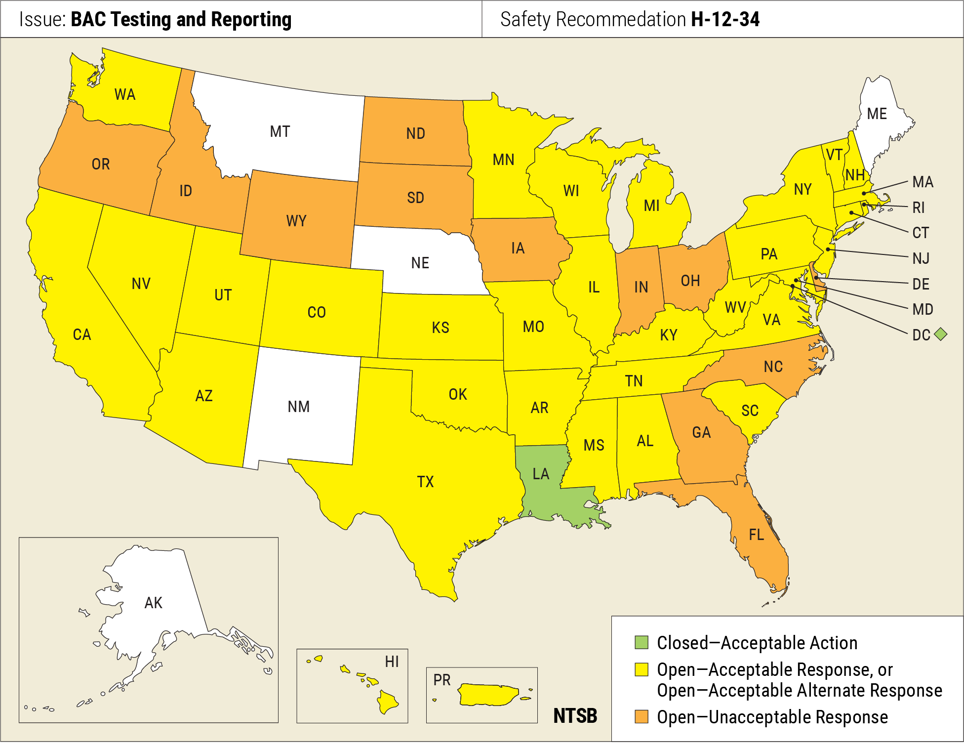 Map showing June 22 status of recommendation H-12-34