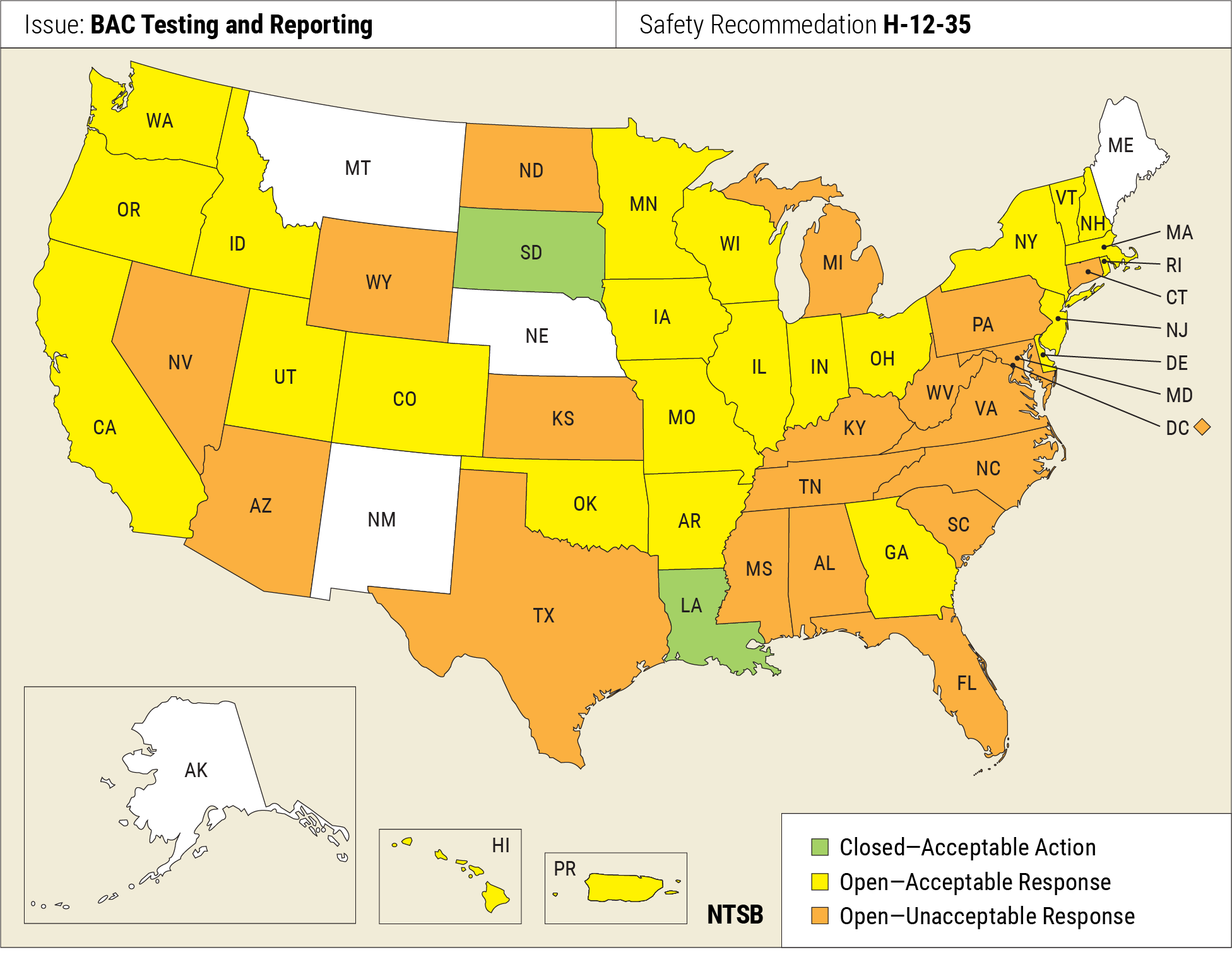 Map showing June 22 status of recommendation H-12-35