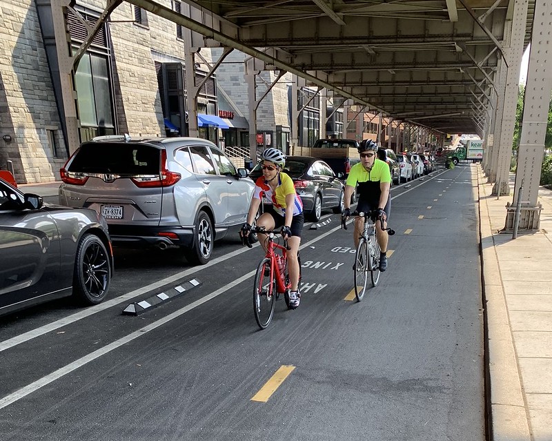 Photo showing a two-way separated bike lane.